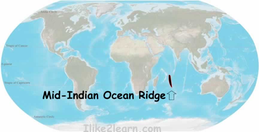 map of oceans. Mid-Indian Ocean Ridge